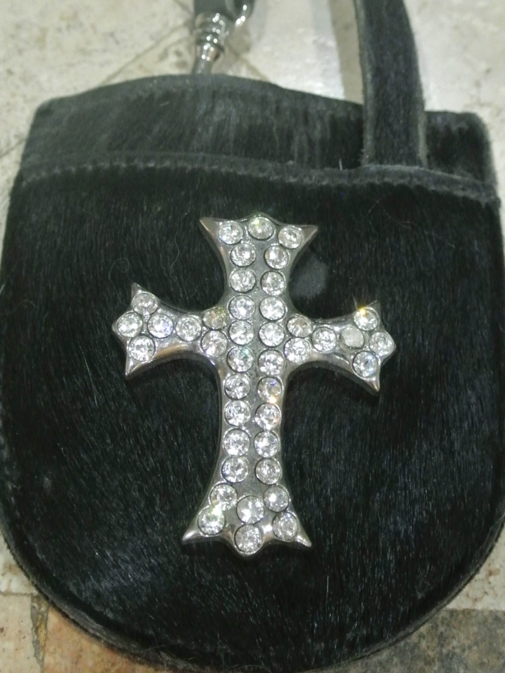 LEATHER BLACK COWHIDE PURSE CHARM